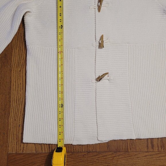 Chaps hooded cardigan with toggle buttons in cream women's size L oversized - Picture 7 of 7